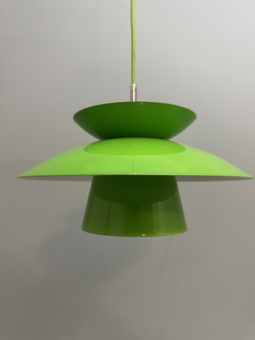 Retro Deens design groene hanglamp schalen lamp / Halo tech design