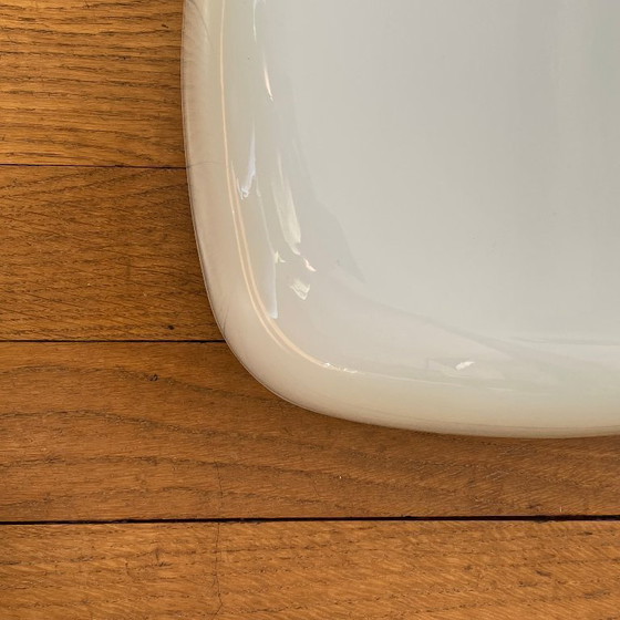 Image 1 of Lámpara de pared/techo cuadrada de cristal opalino blanco, años 60-70, 25 cm.