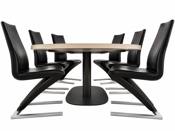 6 Rolf Benz 7800 Dining chairs, Leather, Metal, Black (photo 5 of 8)