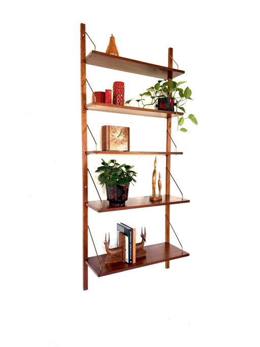 Vintage Deens Teakhouten Wandsysteem ‘60 – wandkast, Wood, Brass