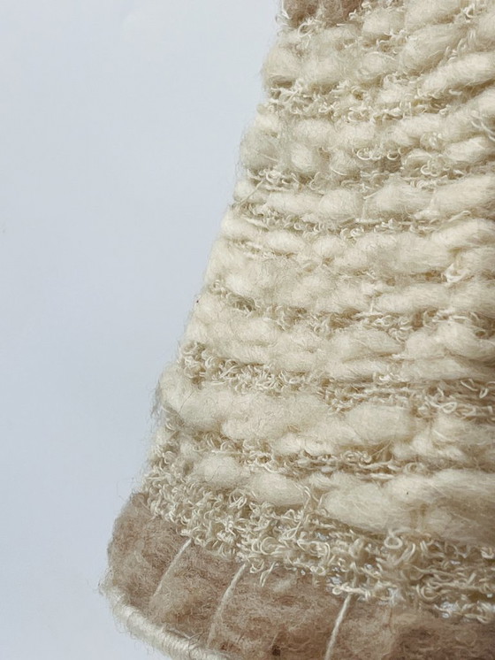 Image 1 of Vintage ceramic relief lamp with wool lampshade