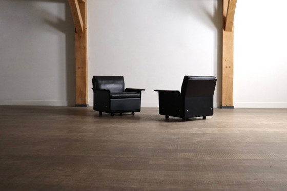 Image 1 of Paar Dieter Rams Modell 620 Lounge-Sessel, schwarzes Leder, für Vitsoe, 1980er Jahre