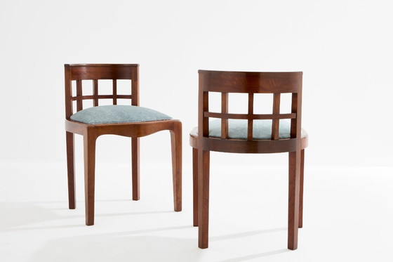 Image 1 of Coppia di sedie laterali Paul T. Frankl in mohair e noce riccio, velluto, 1933