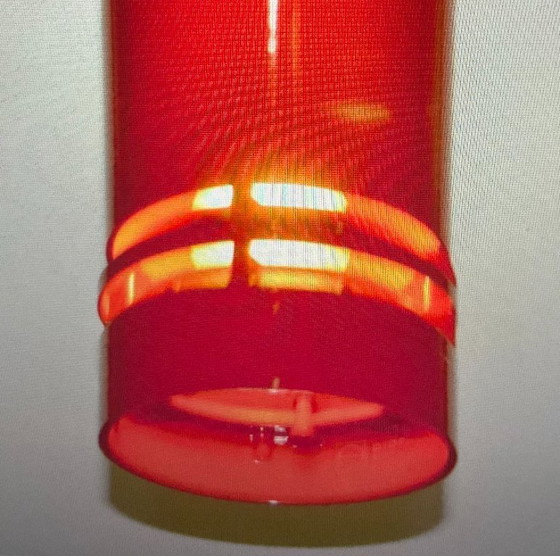 Image 1 of 3 lampade a sospensione rosse - "Pipeline P10" Design: Ole Pless Jorgensen