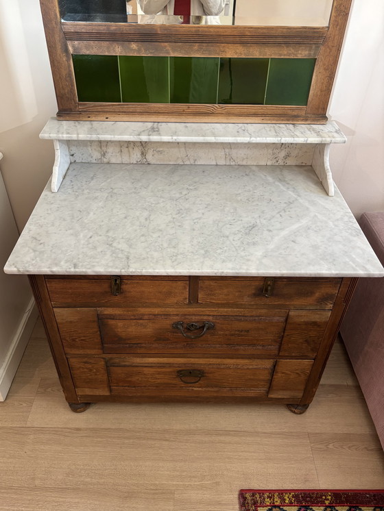 Image 1 of Antique chest of drawers with marble top