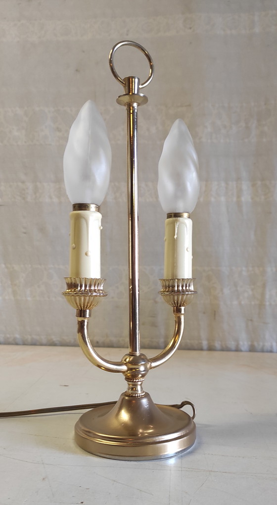 Image 1 of Two-light bouillotte lamp in brass and gilt metal - mid-20th century