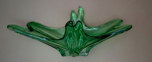 Vintage Green Murano Glass Bowl, 1950S