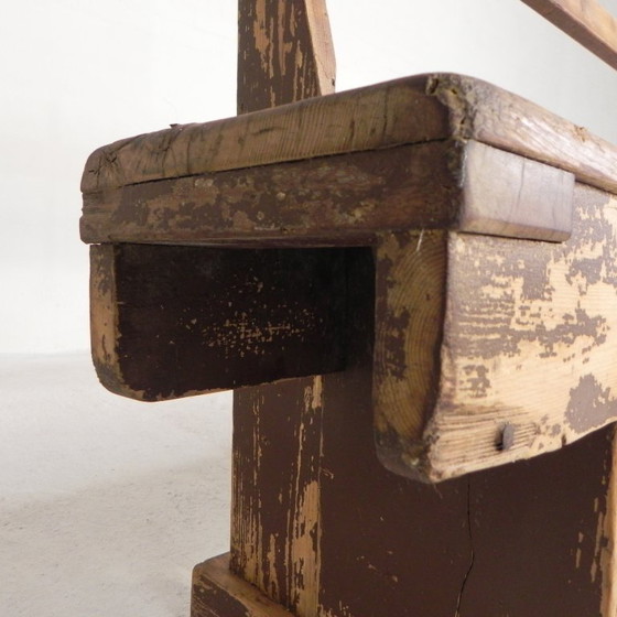 Image 1 of Grenen bank met rugleuning, 2,5 meter lang, jaren 50