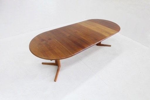Tavolo da pranzo ovale allungabile vintage danese teak massiccio anni '60 XL