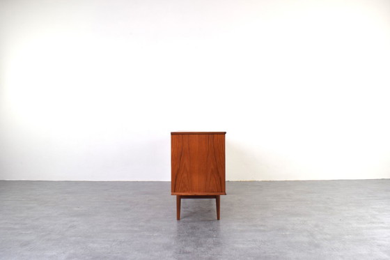 Image 1 of Mid Century Op-Art Handbemaltes Teakholz Sideboard, 1960er Jahre