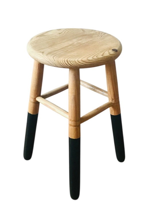 Tabouret bois massif pieds noirs