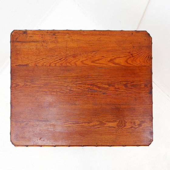 Image 1 of French desk in pine with a bamboo-like finish - Early 20th century