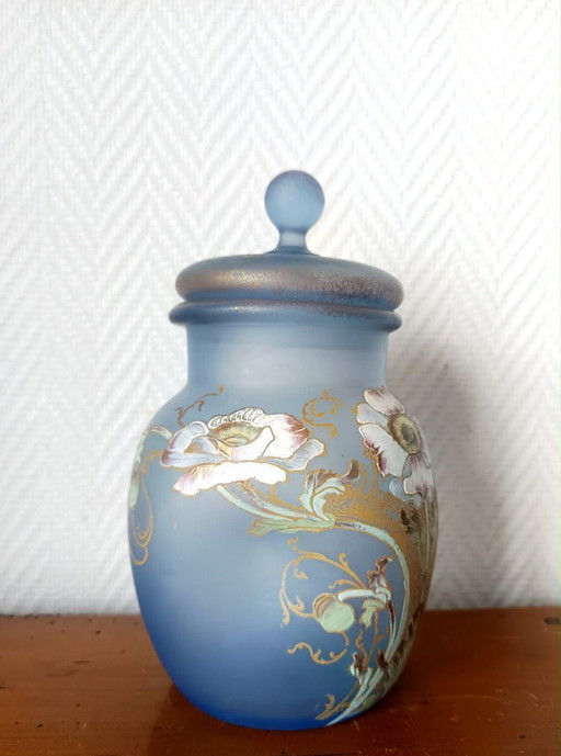 Art Nouveau covered vase with anemones