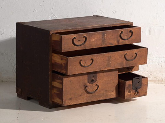 Antique Japanese tansu chest, Japan, circa 1910, Chest of drawers, Iron, Wood, Brown, Vintage (photo 17 of 40)