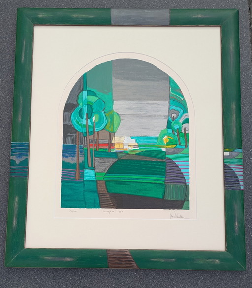 Ton Schulten lithografie "Voorjaar 1995"