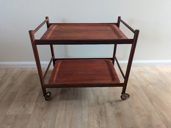 Image 1 of Chariot / Chariot de Bar Vintage Danois en Teck – 1960 - Style Pastoe / Cees Braakman / Coja Culemborg