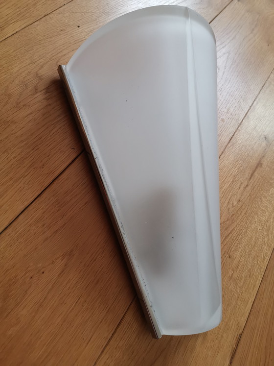 Image 1 of Minimalist vintage wall lamp by Hustadt, frosted glass with chrome