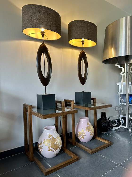 Image 1 of Porta Romana Sculpted Manhattan Large table lamp set 2 pieces