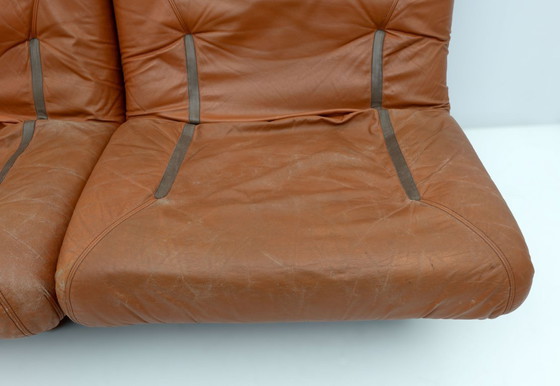 Image 1 of Pair of Lev & Lev Mid-Century Modern Fiberglass Frame Leather Armchairs