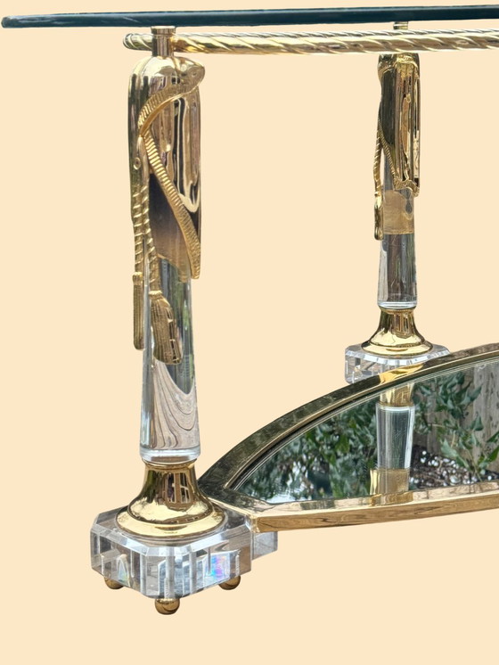 Image 1 of Tavolino da caffè Hollywood Regency | Italiano, dorato e a specchio | ca. 1975)