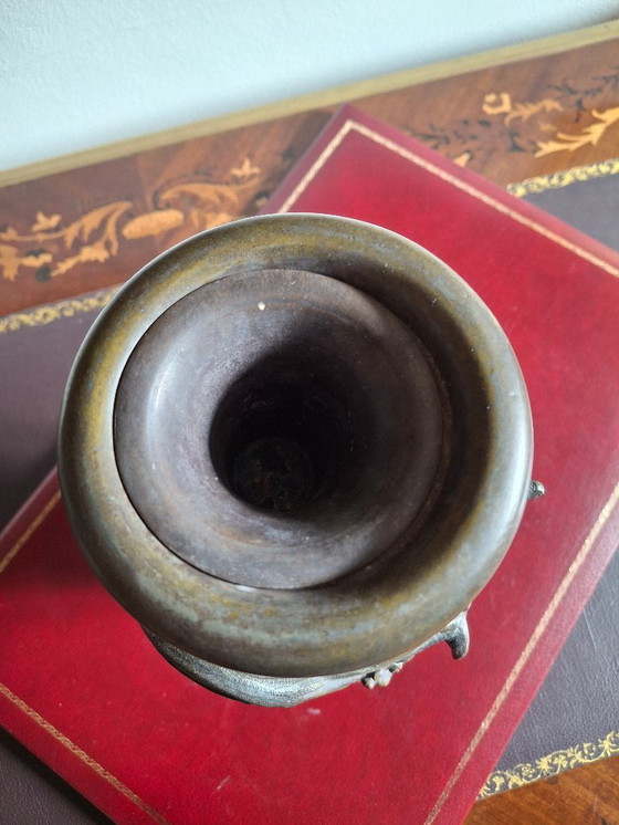 Image 1 of Pair of Art Nouveau spelter vases with triple patina, signed Louis and François Moreau