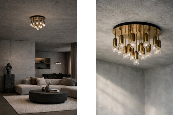 Image 1 of Vintage Atomic Mid-Century German Modern Brass Ceiling Lamp or Wall Sconce for 19 Bulbs from Cosack Leuchten, 1960s