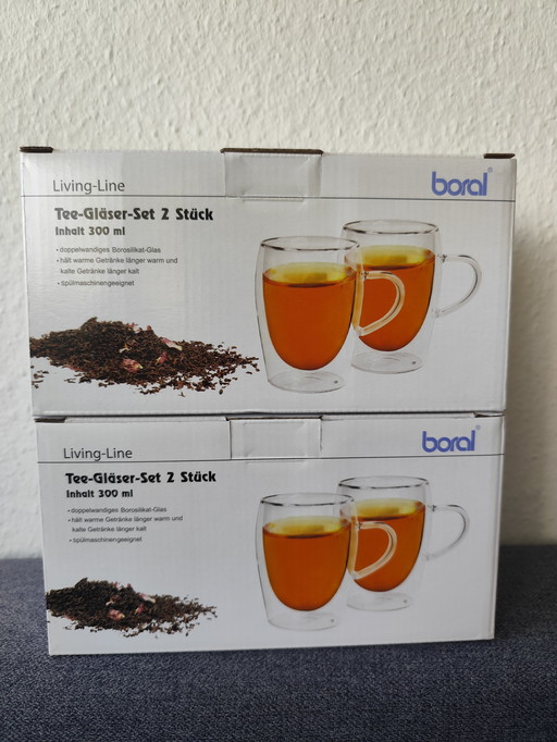 2 bicchieri a doppia parete OVP Boral Living-Line – 2 tazze ciascuno, 300 ml, borosilicato