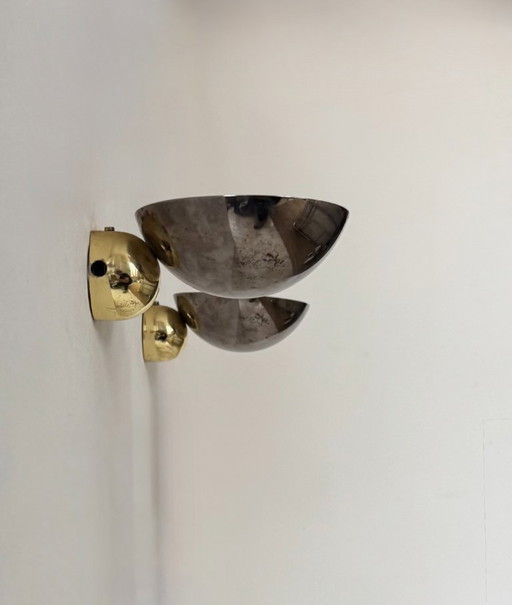 Coppia di applique vintage, cromo e ottone, Italia, 1980