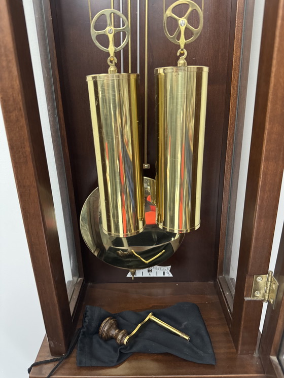 Image 1 of Classic Nostalgic Warmink String Regulator Pendulum Wall Clock in Walnut with Three-Sided Glass
