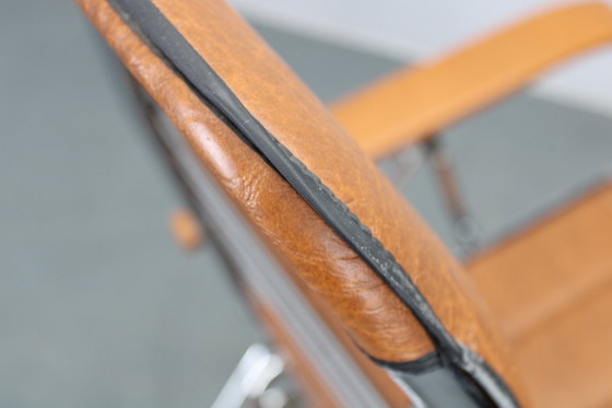 Image 1 of Sedia da salotto pieghevole italiana degli anni '70 con rivestimento in similpelle