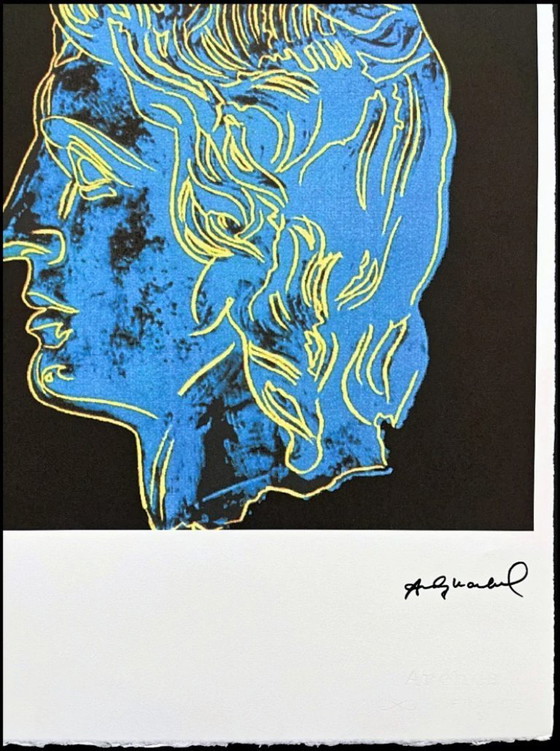 Image 1 of 1986 Carnegie Museum of Art After Andy Warhol "Alexander the Great - Blue on Black Background" Lithograph