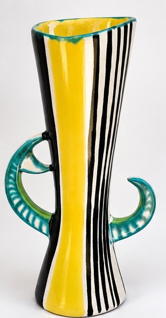 Gabriel Fourmaintraux Signed GF Ceramic Vase, France, 1950s-1960s, Yellow (photo 2 of 7)