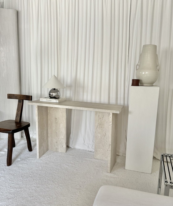 Image 1 of Travertine console table