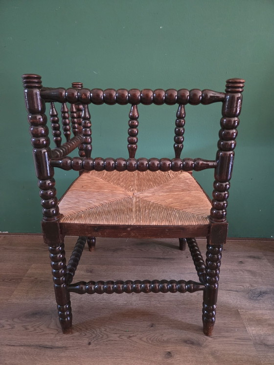 Vintage bobbin corner chair, small – Stools, Rattan, Wicker (photo 5 of 8)