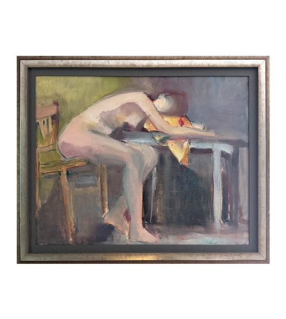 Image 1 of Dipinto figurativo francese originale degli anni '70, firmato Marais