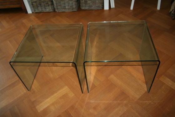 2 mesas auxiliares originales FIAM Italia D-LI – Cristal curvado – Fabricadas en Italia – Glass (photo 18 of 22)