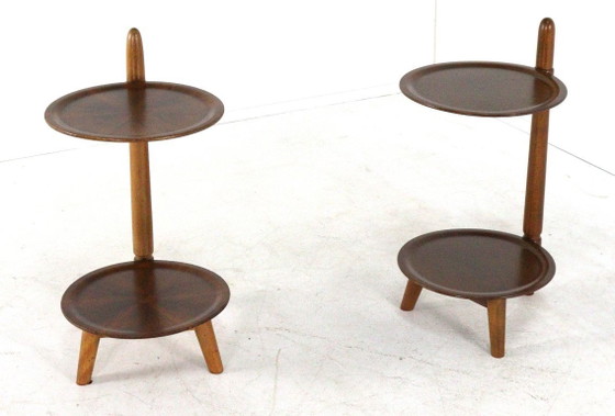 Image 1 of Set van 2 Edmund Jørgensen voor Patent ANM bijzettafeltje / nachtkastjes vintage Deens