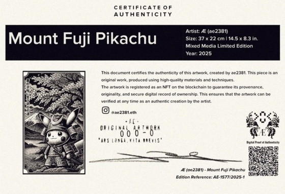 Image 1 of Kunstwerk Pikachu (Pokemon) Mount Fuji