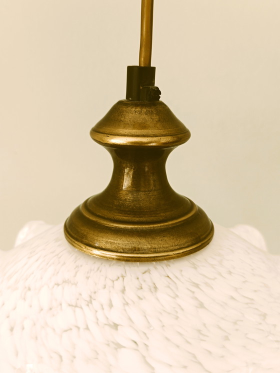 Image 1 of Witte Opaline De Clichy Glazen Hanglamp