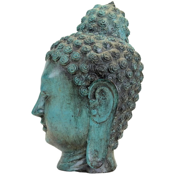 Cabeza de Buda de bronce patinado turquesa – Estilo Thai U Thong 26.5 cm – Esculturas, Bronze (photo 7 of 9)