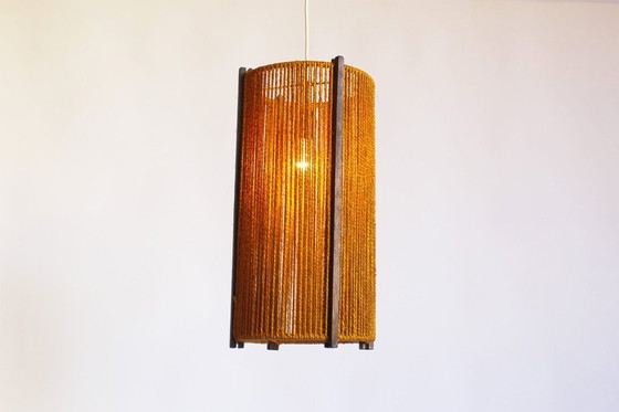 Image 1 of Lampe suspendue Temde - Design scandinave des années 1970 - Sisal et bois