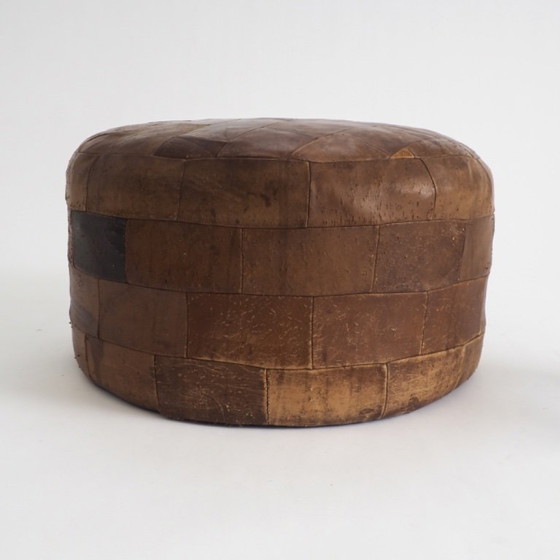 Image 1 of Vintage Leather Patchwork Pouf