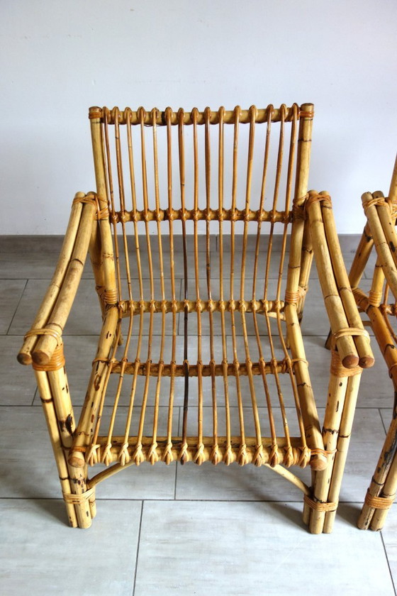 Image 1 of Par de sillones Dal Vera de bambú y ratán, 1970.