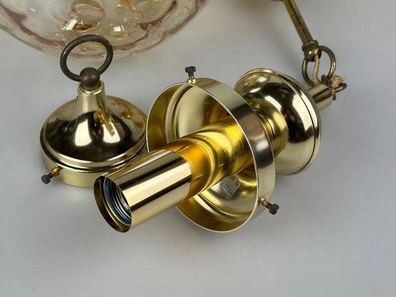 Image 1 of 60er 70er Jahre Deckenlampe Hängelampe von Glashütte Limburg Germany Space Age