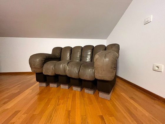 De Sede DS-600 "Tatzelwurm" banken – Olijfgroen leer – Totaal 21 modules – Modulaire banken, Leather (photo 4 of 7)