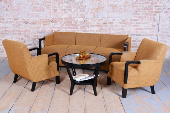 Ensemble de Sièges Art Déco Restauré, J. Halabala, UP Závody, Hêtre, Chêne, Tchèque, Années 1930 – Fauteuils (photo 33 of 36)