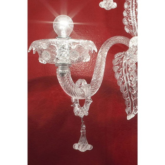 Image 1 of Venetiaanse keizerlijke, transparante Murano glazen Floreal wandlamp