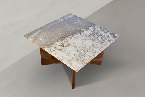 Image 1 of Couchtisch quadrata Forest Snow aus Naturstein und Massivholz Eiche