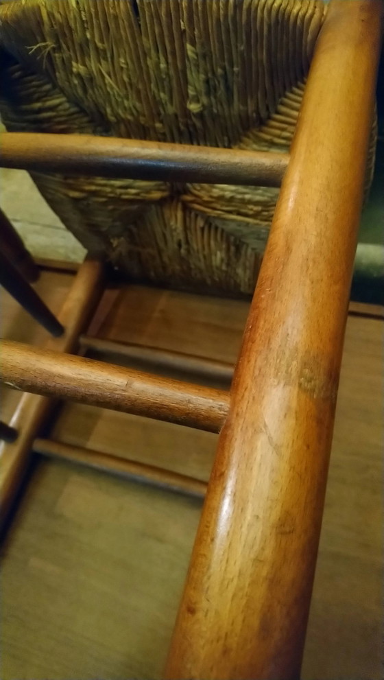 Pair of beech stools with straw seats – Wood, Vintage (photo 14 of 16)