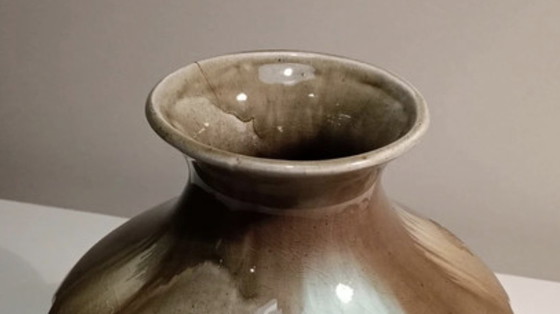 Image 1 of Vintage Belgische vaas met craqueléglazuur – Cérabelga stijl, jaren 50